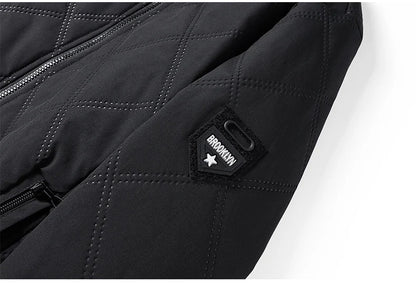 2025 Men's Warm Parker Coat Autumn/Winter Outdoor Sports Thick Anti Cold Cotton Jacket Stand up Collar Checkered Cotton Coat