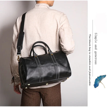 Vintage Herren Rindsleder Business Kurzstrecken tragen Handgepäck taschen große Kapazität Reisetasche einfache Umhängetaschen