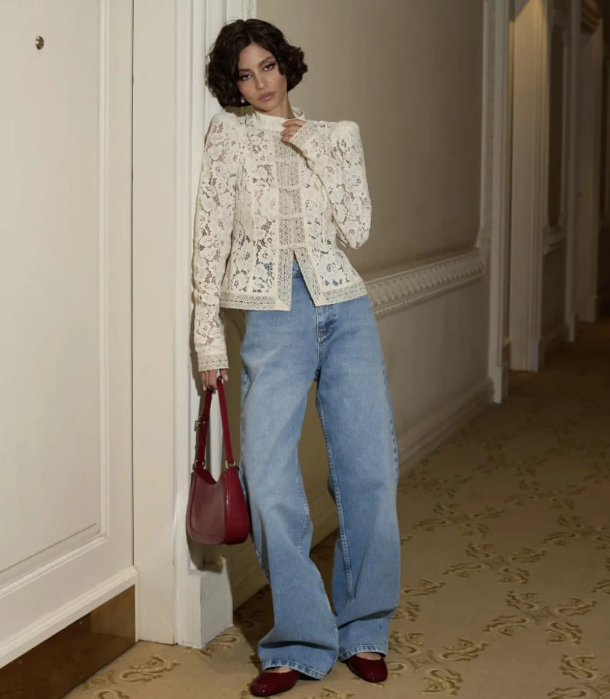 Tuularose Luxury Lace Blouse Fashion Lace Print Single Breasted Slim Shirt Vintage Elegant Party Looks Summer Women Blouse Tops