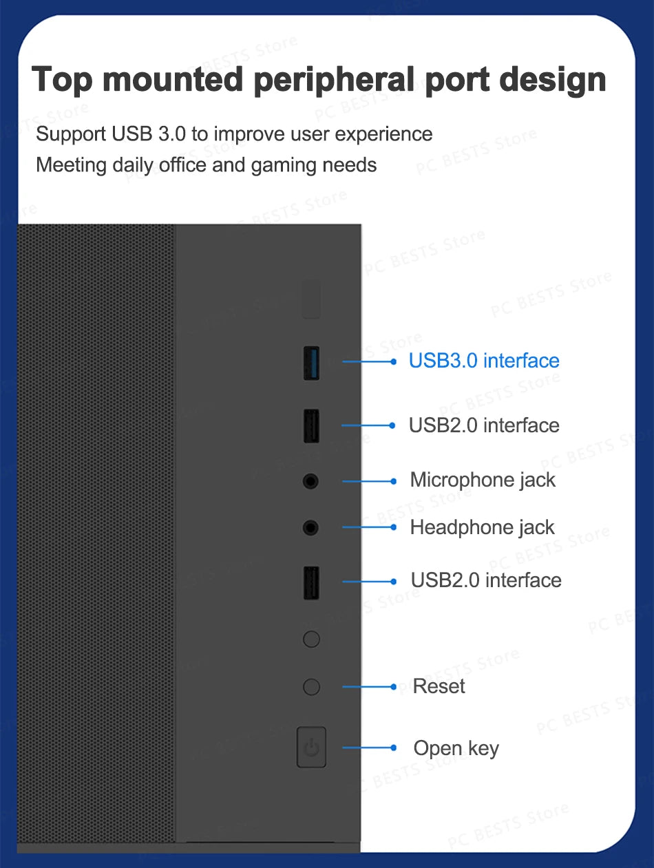 Power Train Seaview Dream MATX ITX Computer Case Panoramic Tempered Glass Side Transparency Without Pillars ATX Desktop Chassis.