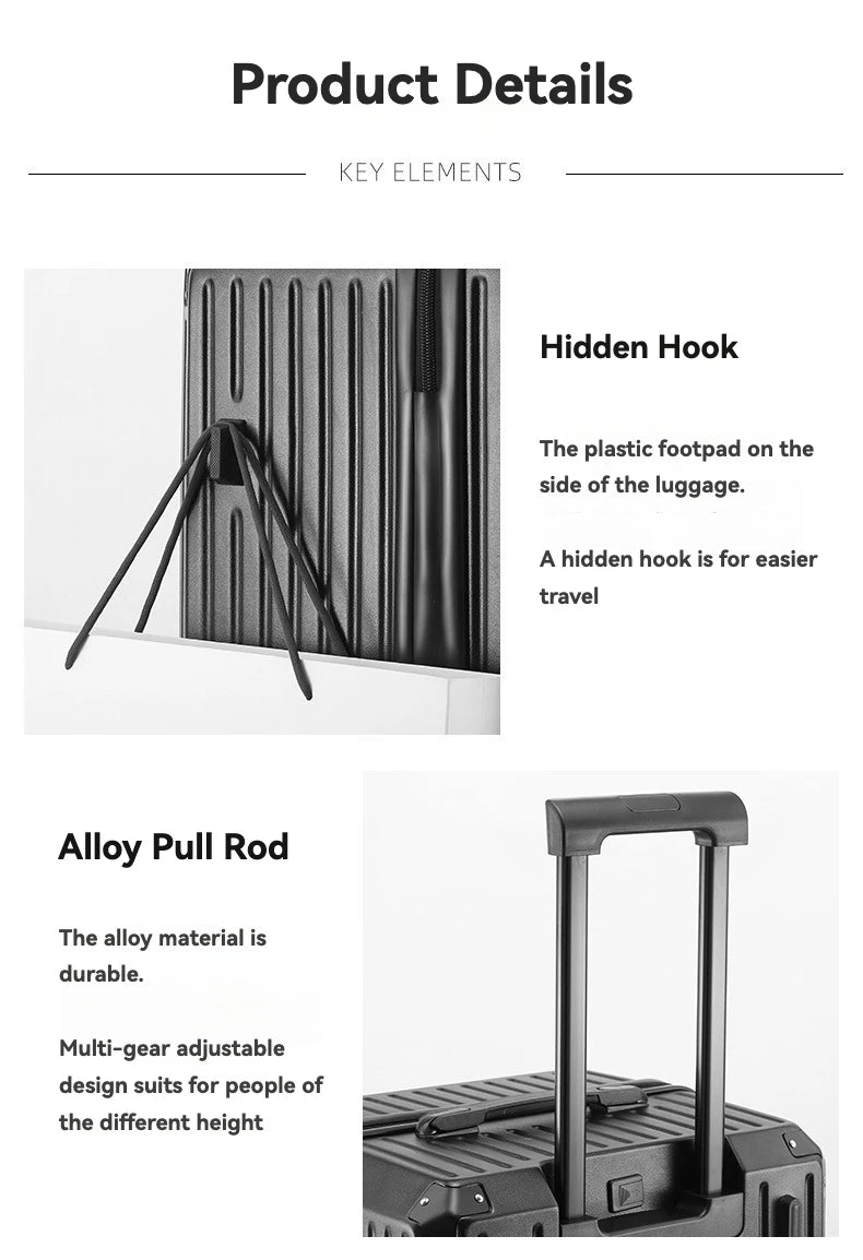 2024 neue Große Kapazität Tasse Halter Gepäck Koffer USB Lade Frauen Mädchen Handgepäck Internat Gepäck Reise 20/24/26/28 zoll.