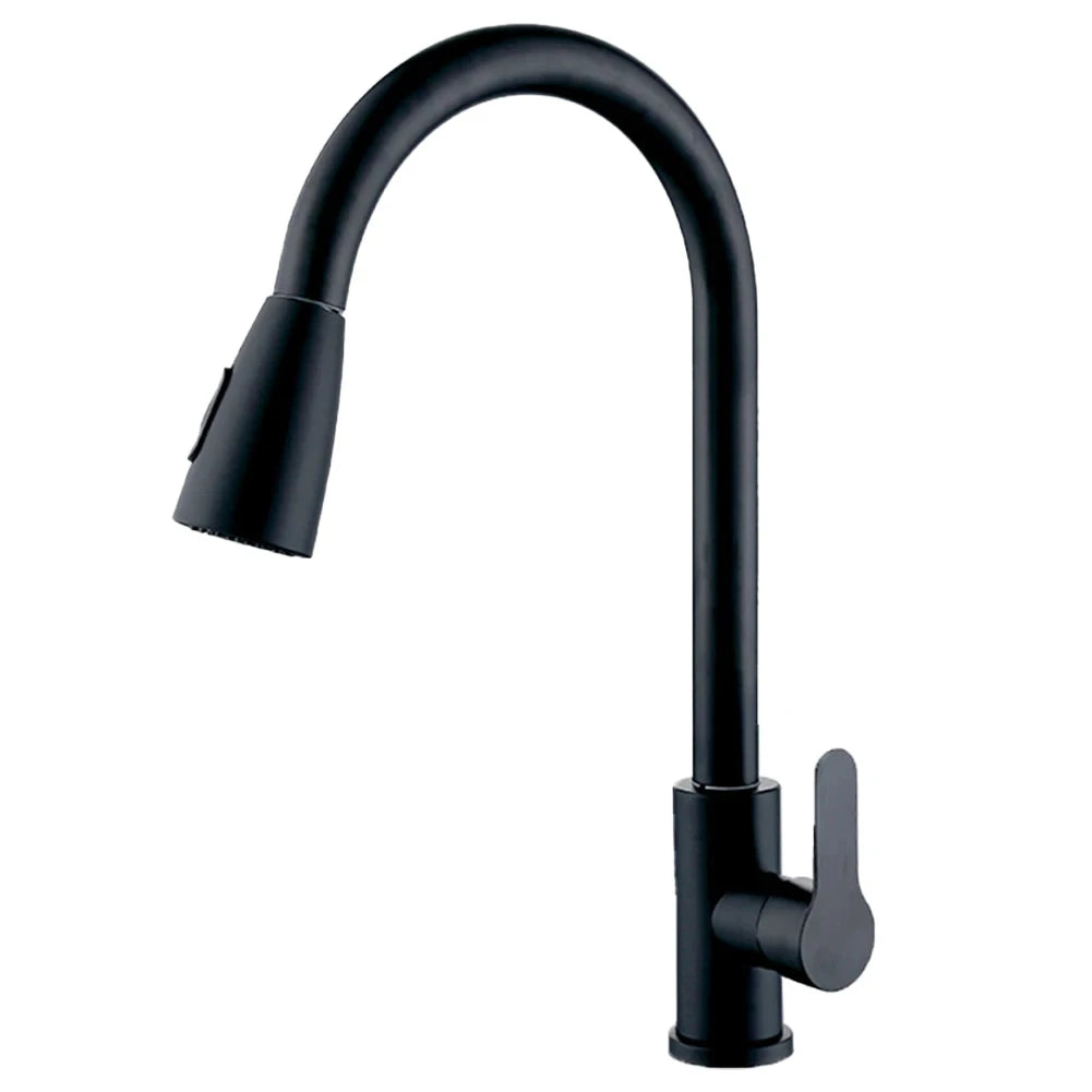 Kitchen Faucets Brushed Nickel Pull Out Kitchen Sink Water Tap Deck Mounted Mixer Stream Sprayer Head Hot Cold Taps Sliver
