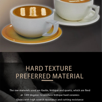 MUVNA Coffee and tea tools Cups 280ml/for Latte,Hot Tea,Cappuccino,Mocha,Cocoa,White/Cup and Saucer Set/Ceramic Latte Coffee Cup.