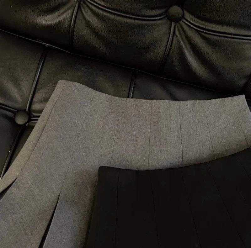 Mooyufon Ruffles Black Mini Skirt Women Korean Patchwork Pleated Skirts Japanese Kawaii High Waist All Match A Line Skirt New.