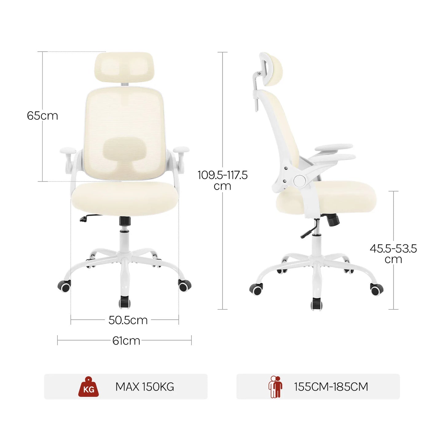 WOLTU Ergonomischer Netz-Bürostuhl, anhebbarer Gaming-Stuhl mit Kopfstütze, verstellbare Lordosenstütze, drehbarer Computerstuhl mit hoher Rückenlehne