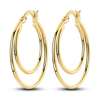 Yellow Gold Starlight Hoop Earrings For Girl Sparkling Classic Snakebone Multi-loop Earrings Star Moon 925 Silver Women Earring