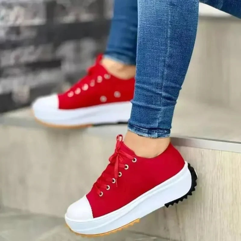 Shoes for Women Classic White Canvas Sneakers Fashion Platform Women Casual shoes High Quality Lace-Up Feamle Tennis Shoes 35-43.