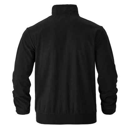 Men's Corduroy Jacket Stand-up Collar Slim Fit Retro Multi-pocket Workwear Commuter Coat for Spring And Autumn