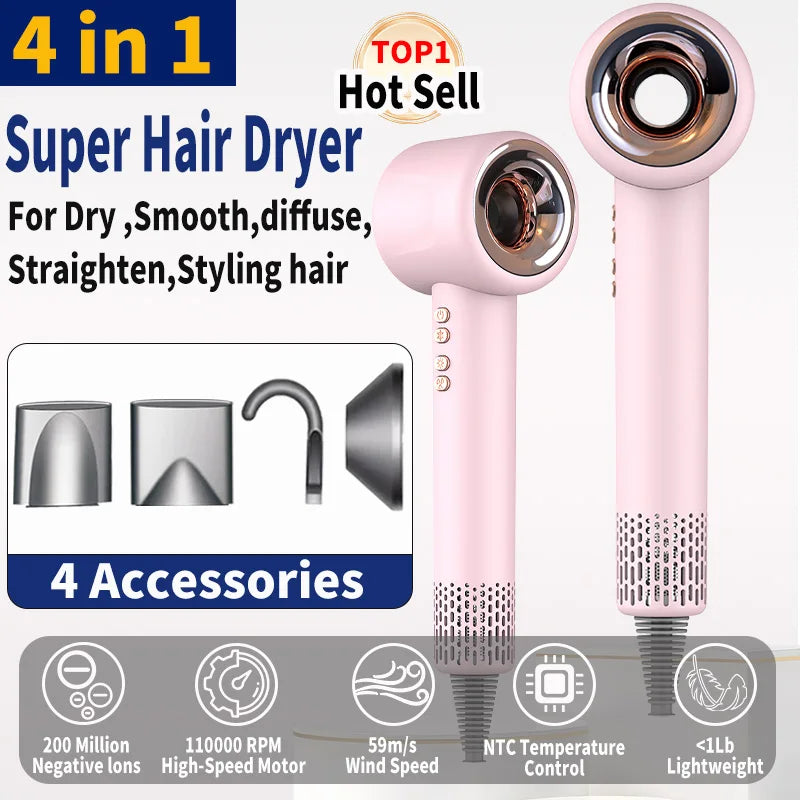 220V Super Hair Dryer 1600W Leafless Hair dryer Personal Hair Care Styling Negative Ion Tool Constant Anion Electric Hair Dryers