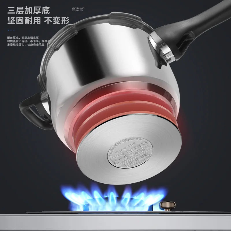 4L/5L/6L 304 Stainless Steel Pressure Cooker Thickened Household Gas Induction Cooking Universal Explosion-proof Pressure Cooker.