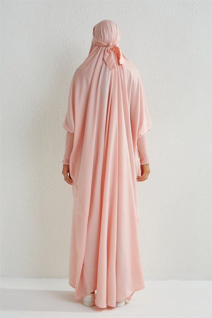 Muslimische Abaya mit Kapuze, Smockärmel, einteiliges Gebetskleid, Damen, Jilbab, islamische Kleidung, Dubai, Saudi-Arabien, schwarze Robe, türkische Bescheidenheit