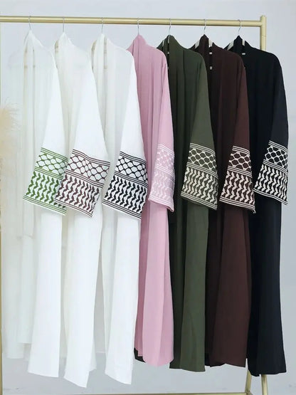 Linen Butterfly Embroidery Open Abaya Dubai Luxury 2024 Muslim Modest Kaftan Kimono Dresses Coat for Women Islam Clothing Kebaya.