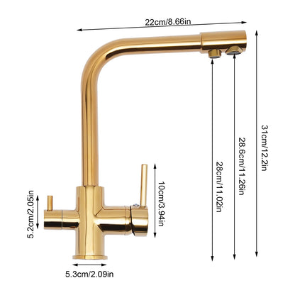 White/Gold 3-way Kitchen Faucet Stainless Steel Countertop Faucet Suitable for Homes, Restaurants, Hotels, Kitchens