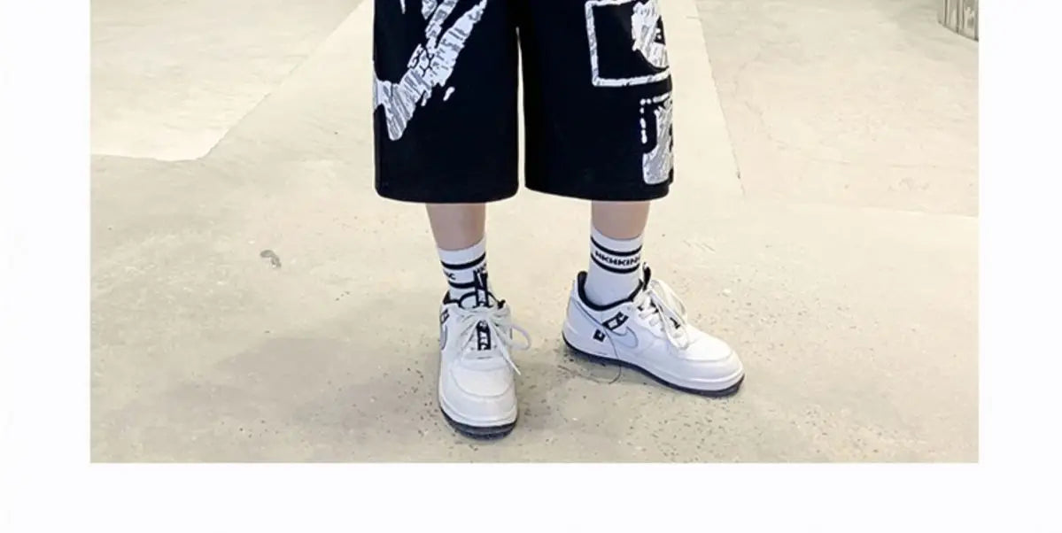 Boys Summer Trendy Casual Sports 2pcs T-shirts+Pants Suits 3-14 Years Teenage Boys Hip Hop Style Fashion Outfits Clothes Sets.