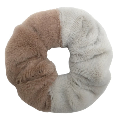 6pc Hair Scrunchies Furry Elastic Band Women Girl Ponytail Holder Rubber Ties Accessories Plush Faux Fur Soft Chiffon Headband