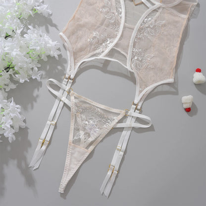 Women's Sexy Lace Luxury Lingerie Set Ultra-thin Mesh Love Heart Decorative Complex Erotic Hot Adult Bra Panties Set for Sex.