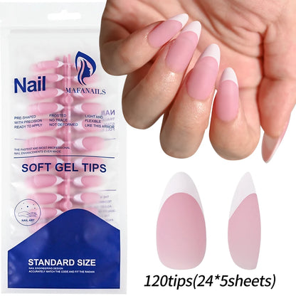 120pcs Pink Ombre Medium Coffin Press On Nails Glossy Handmade Acrylic Fake Nails Tips Gradient Design Artificial False Nails.