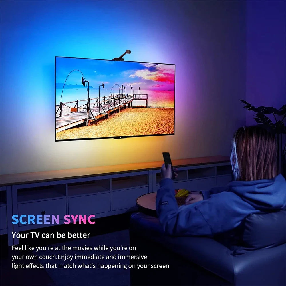 Bluetooth APP Control TV Bildschirm Hintergrundbeleuchtung RGBIC Lichtleiste Farbpicking Sync mit 55-75 Zoll Monitor Spiel Atmosphäre Lampenband.