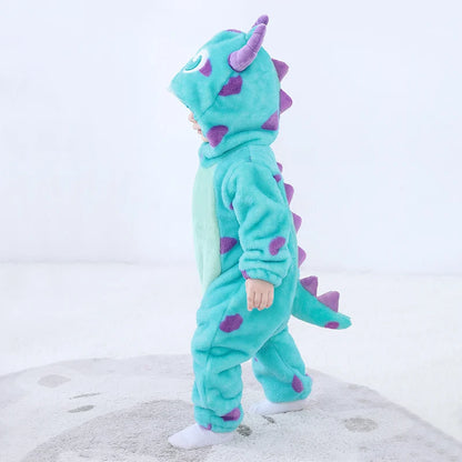 Sully Kigurumis Baby Mädchen Kleidung Stram pler Winter weich warm Säugling Jungen Bodysuit Cosplay Pika Kapuze Reiß verschluss Overalls.