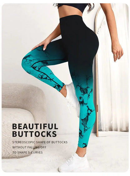 Yoga Pants Women Seamless Leggings Push Up Sports Fitness Joggings High Waist Gym Workout Scrunch Tie Dye Running Leggings.