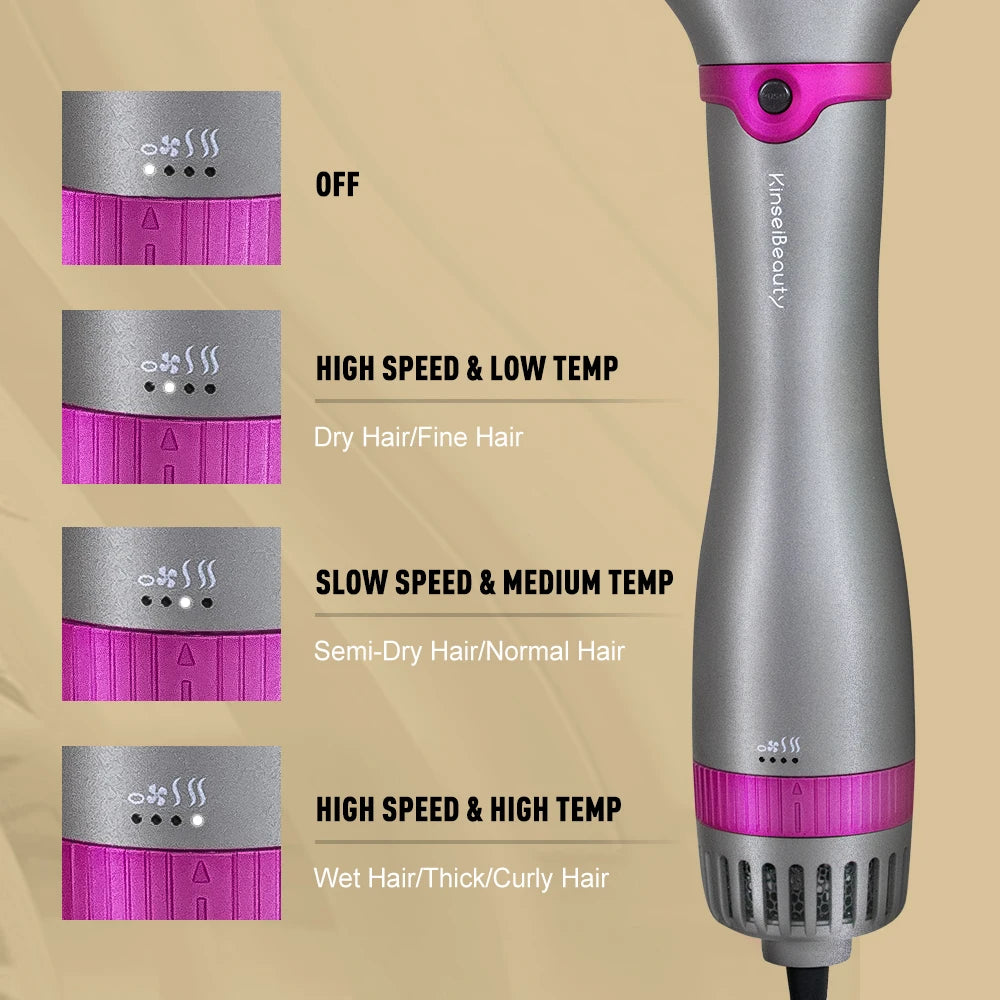Hot Air Hair Brush Kinseibeauty 2 In 1 Hair Dryer Styling Brush Negative Iron Generator Curling Straight 1200W Hair Dryer.