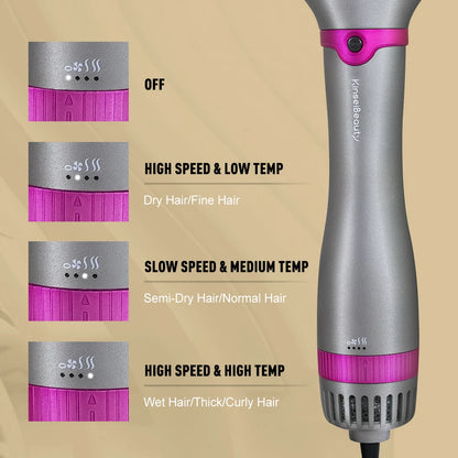 Hot Air Hair Brush Kinseibeauty 2 In 1 Hair Dryer Styling Brush Negative Iron Generator Curling Straight 1200W Hair Dryer.