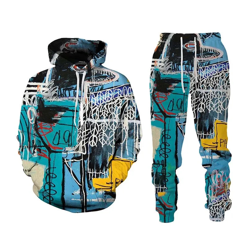 New Hip Hop 3d Cartoon Printed Tracksuit Set Man Woman Hoodie+pants 2pcs Sets Fashion Sportwear Spring Autumn Pullover Clothing.