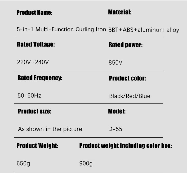 5 in 1 Hair Dryer Brush Hot Comb Set Professional Curling Iron Hair Straightener Styling Tool For Professional Hair Dryer