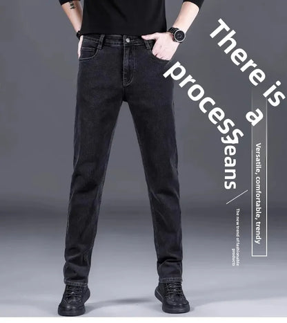 High-End Fashionable Men's Straight Leg Casual Jeans Trendy Loose Fit Autumn Winter New Arrival Versatile Long Trousers.