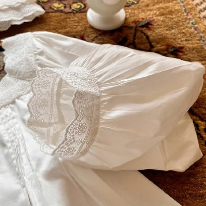 Sweet Spring Autumn Pure Cotton Women's Long Sleeve Pajama Set Loose Female Sleepwear Suits Royal Pyjama Home Wear Plus Size.