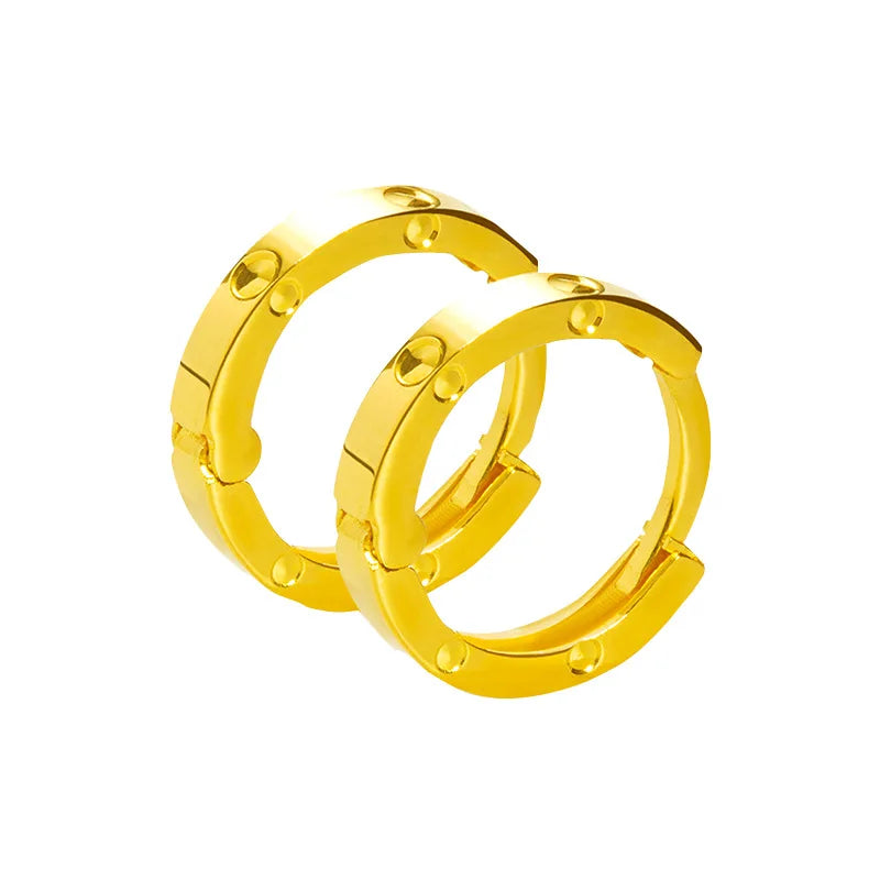 Trend Ear loops Shining Real 18k Gold Ear Buckle for Woman High-quality Luxury AU750 Earring Party Banquet Fine Jewelry.