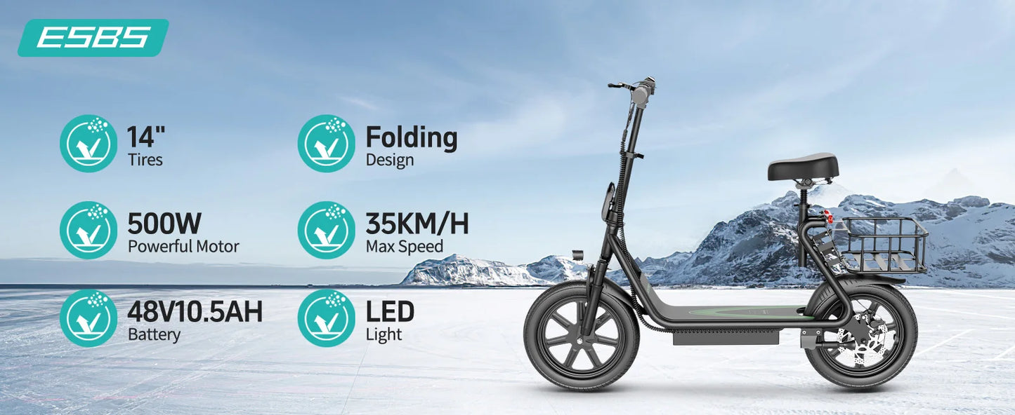 New Design Electric Scooter for Adults 350W/500W AOVOPRO High Performance Motor Foldable Escooter with 25/45KM Commute Range.
