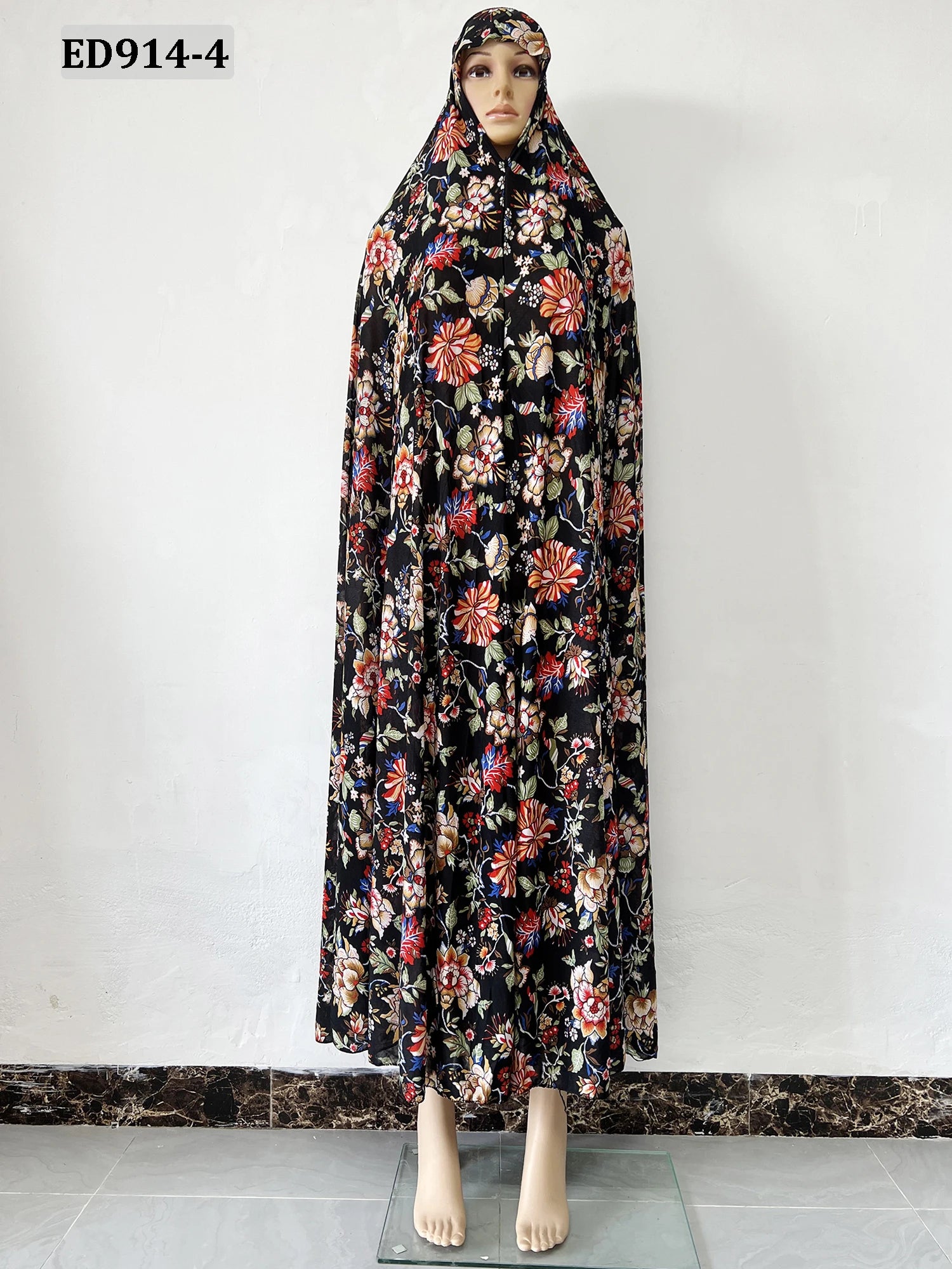 6XL  Muslim Womens Hooded Abaya African Sleeveless Prayer Garment Kaftan Dress With Hijab Floral Dubai Saudi Robe Ramadan.