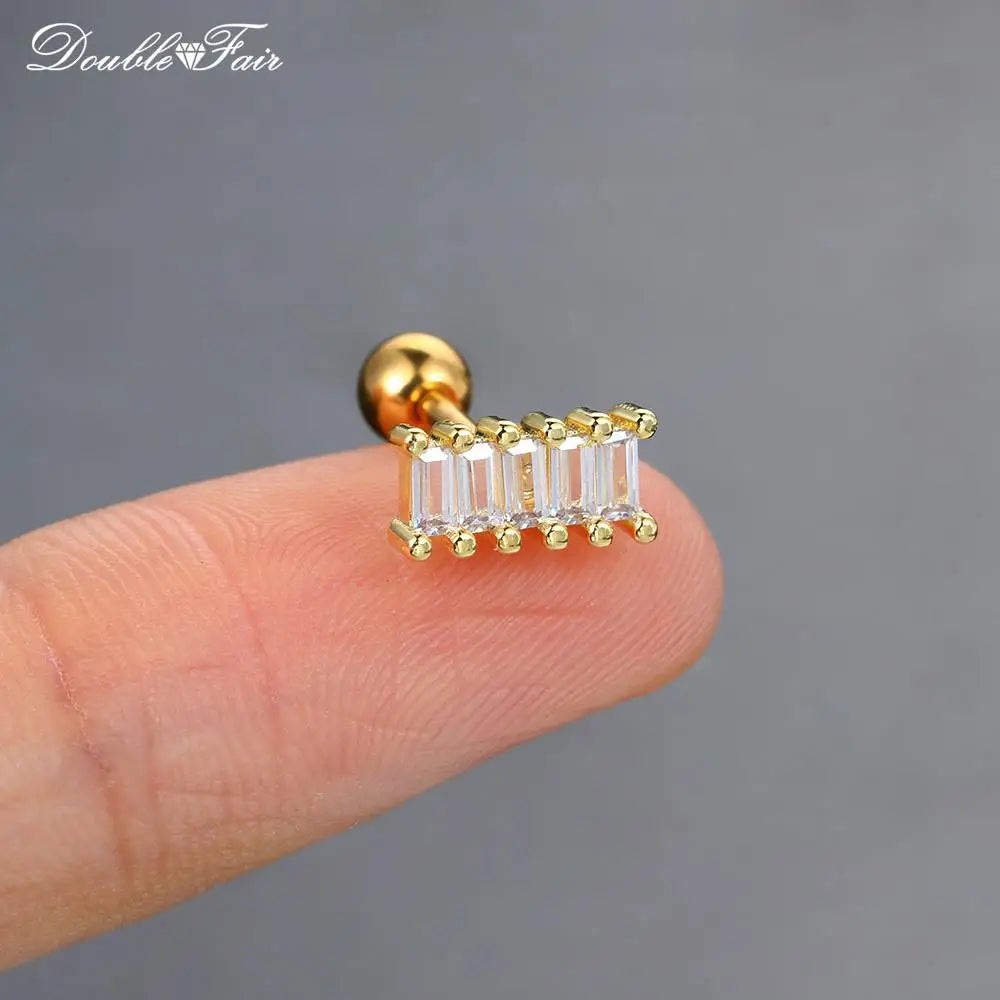 1pc Cartilage Tragus Helix Daith Crystal Ear Piercing Stud Earrings for Women Mini Screw Stainless Steel Stacking Ear Jewelry.