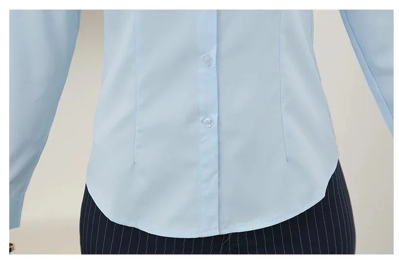 Elegant Women Shirts Woman White Shirt Long Sleeve Blouse Office Lady business Pink Shirts Button Solid Women work Blouses Tops.