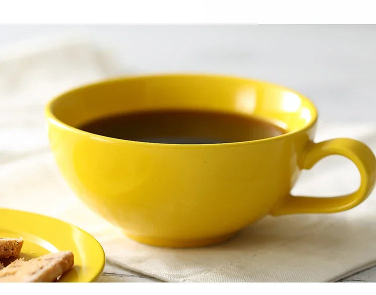 New Design Colourful Coffee Set Coffee Cup and Saucer Underglazed Low Procelain Cappuccino Latte Cup 250ml.