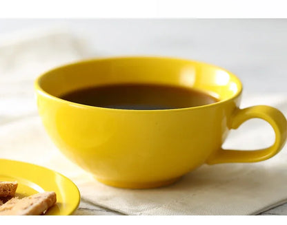 New Design Colourful Coffee Set Coffee Cup and Saucer Underglazed Low Procelain Cappuccino Latte Cup 250ml.