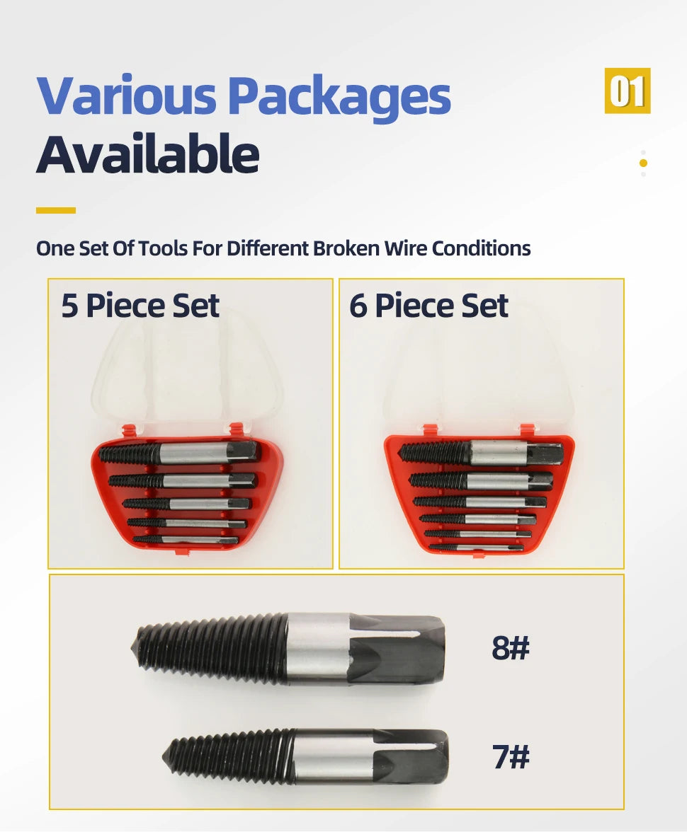 5-teiliges Schraubenausdreher-Zentrierbohrer-Set zum Entfernen gebrochener Schrauben, Zentrierbohrer-Set aus Kohlenstoffstahl, Werkzeuge zum Entfernen beschädigter Schrauben, Führungsset
