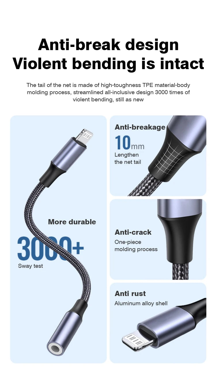 Lightning To 3 5 MM Jack AUX Cable Adapter For iPhone 12 13 14 Pro Adapter Headphone Connector Audio Splitter iphone accessories.