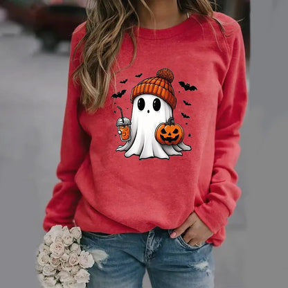 Niedliche Geister muster Pullover Frauen lässig Halloween Geist Harajuku Pullover fallen Frauen Tops