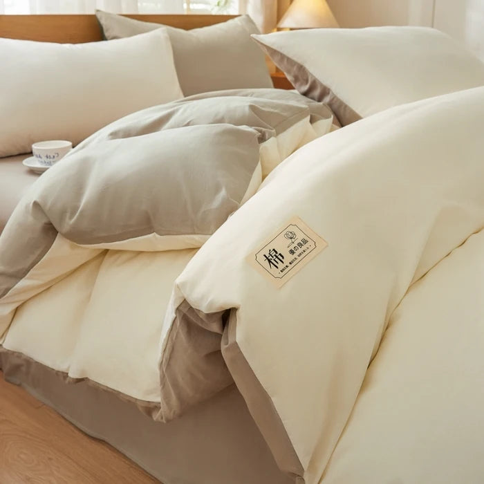 2025 new solid color matching pure cotton quilt cover bed four-piece set student dormitory 3-piece set available in all seasons