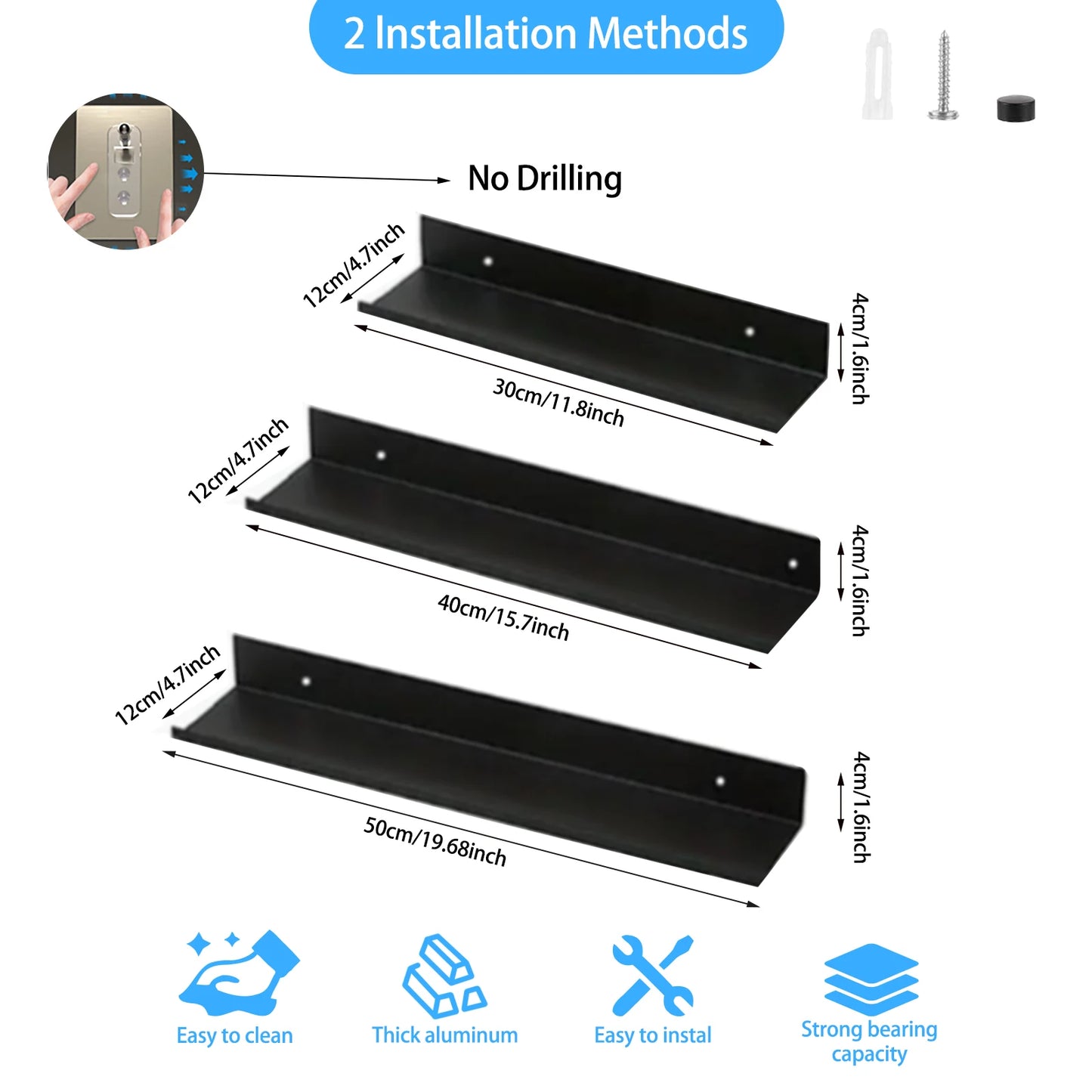 Schwimmende Badezimmerregale  Zimmerdekoration  Keine Bohrungen  Speicherwandregal  Home Organizer Ledge Hardwares  Schrankküche  Wohnkultur