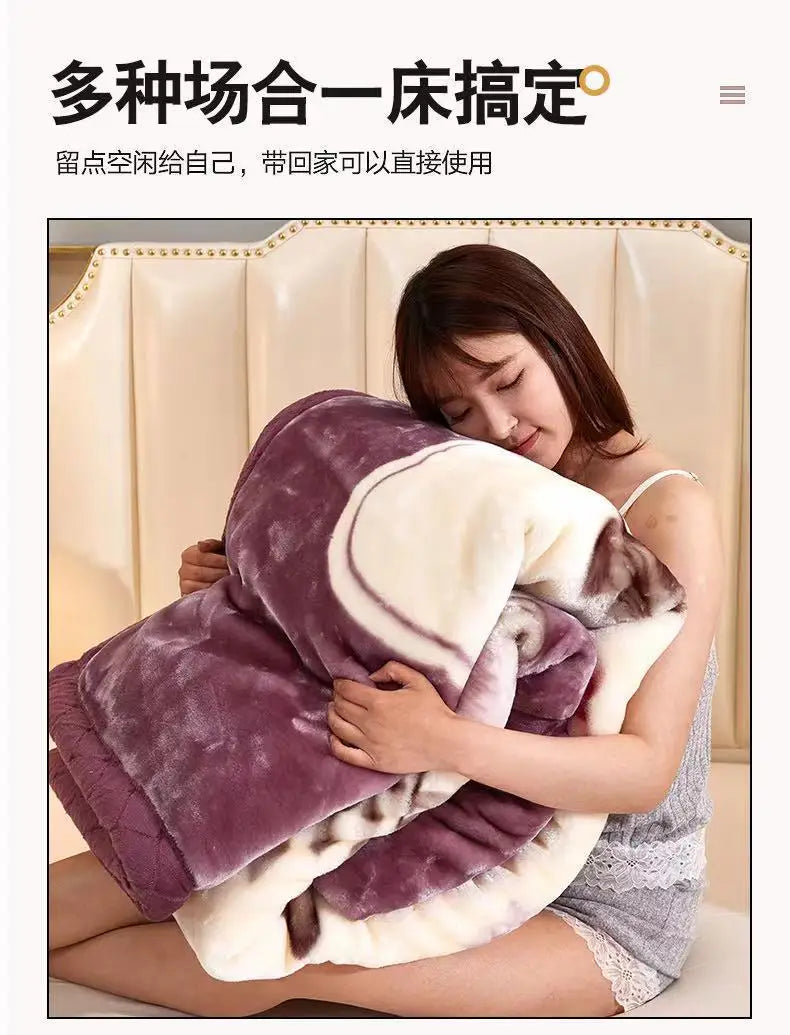 2025 new printed double-layer thickened Raschel  - et single double autumn and winter warm  - et cloud mink  - et.