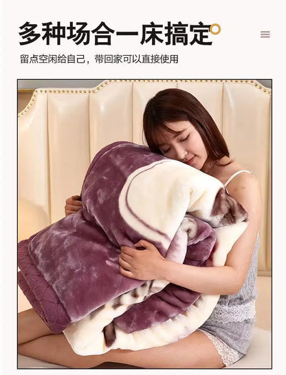 2025 new printed double-layer thickened Raschel  - et single double autumn and winter warm  - et cloud mink  - et.