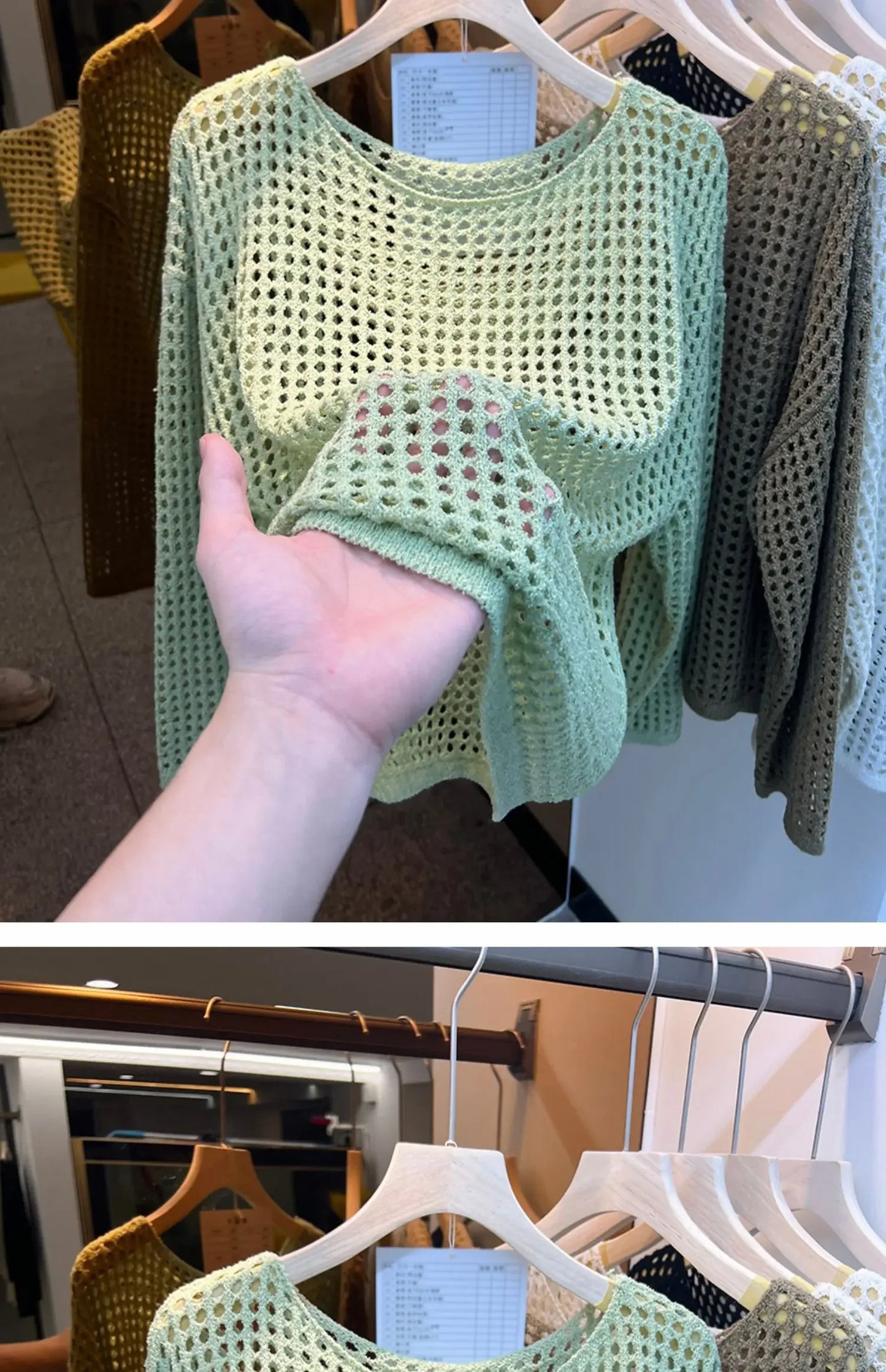 2025 Mesh Vintage Harajuku Langarm Frauen Pullover Koreanische Frühling Sommer Strickwaren Weiche Dünne Tops Chic Solide Femme Pullover.