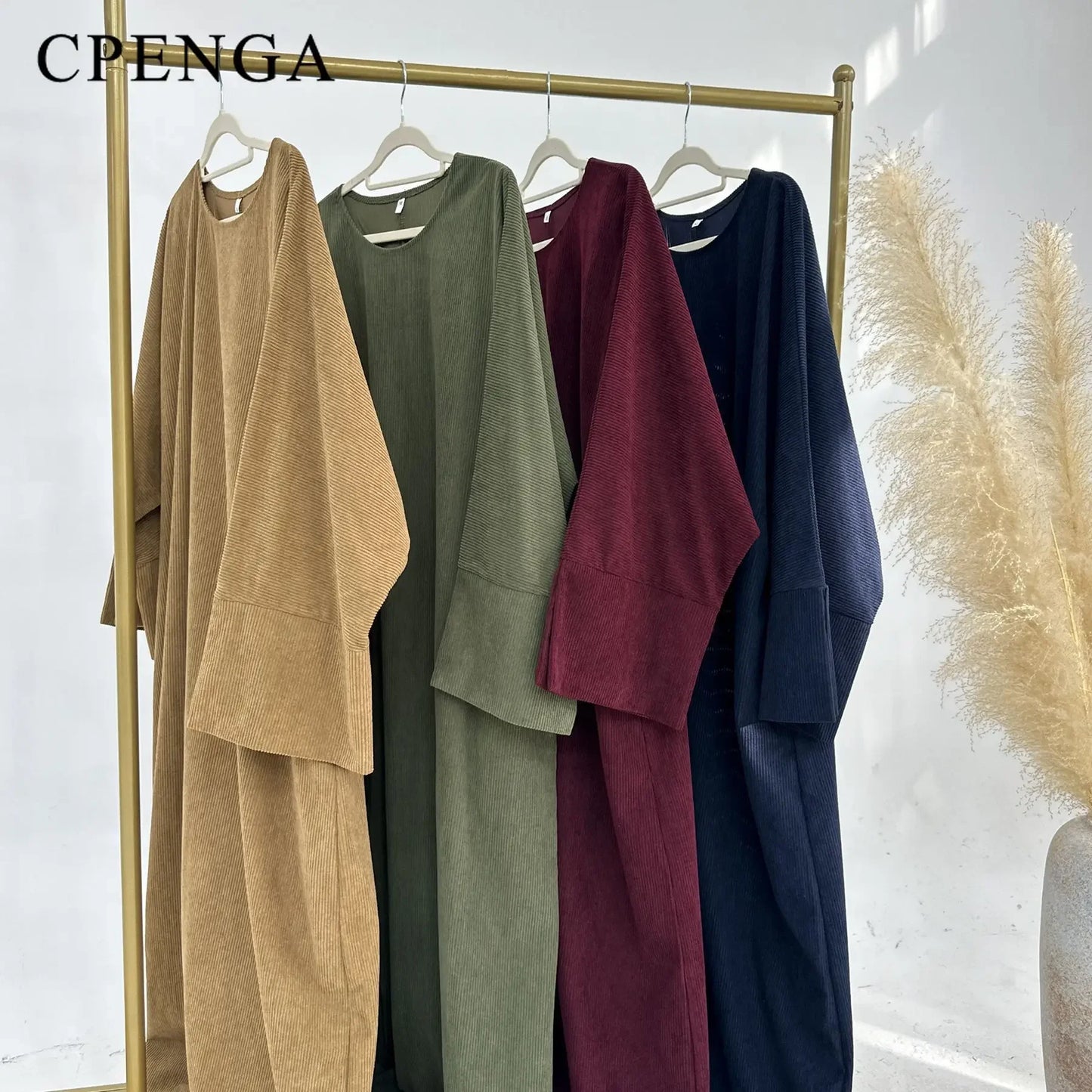 Muslim Abaya 2024 Arabic Women Corduroy Dress Ramadan Modest Cardigan.