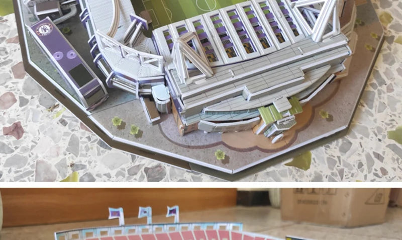 3D Football Stadium Puzzle Paper Model Architecture Kit Adult Kids Craft Building Toy Home Decor Gift Jigsaw Collectible Play.