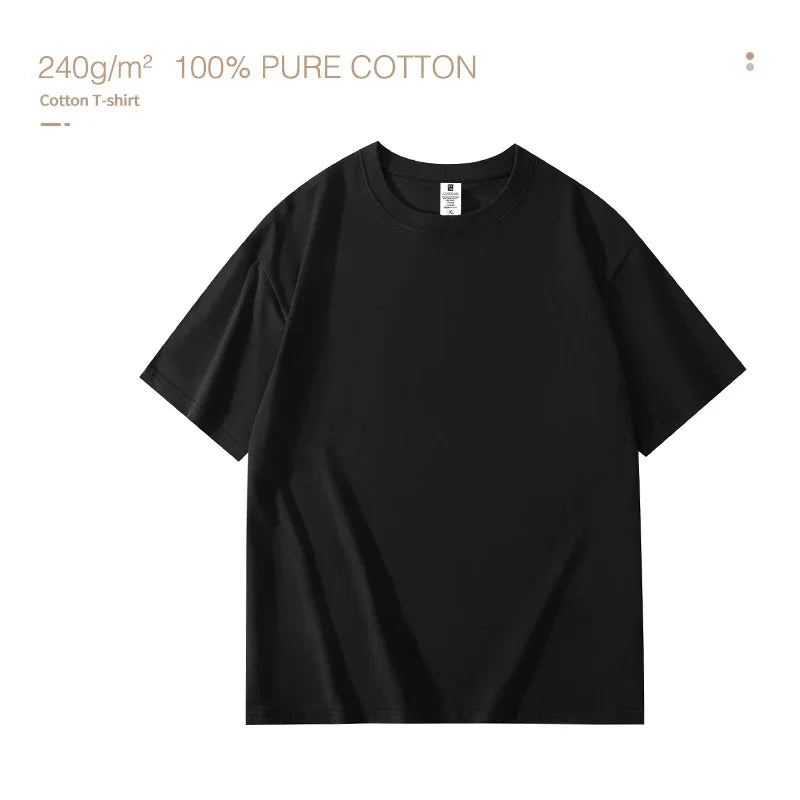 100% pure cotton summer high-end brand men's short sleeve round neck fashionable style half sleeved top breathable T-shirt