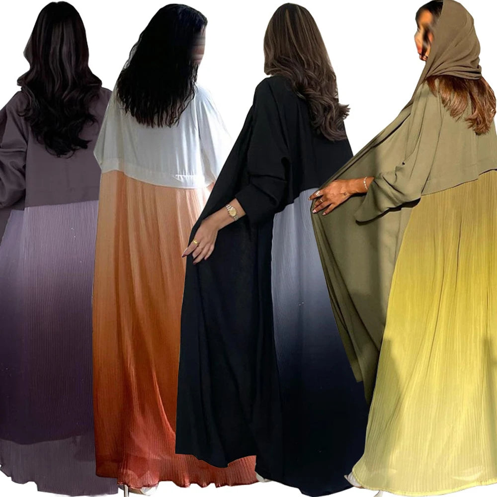Ramadan Open Chiffon Kimono Abaya Kaftans Turkey Islam Muslim Dress Prayer Clothes Women Djellaba Kebaya Robe Femme Musulmane.