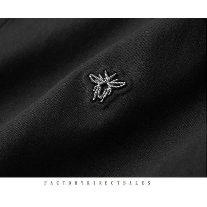 Minglu Spring Autumn Men's Sets Luxury Bee Printed Zipper Sweatshirt Solid Color Leisure Sports Elastic Wasit Pants Man Suits.